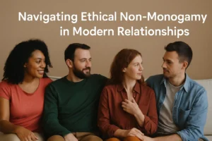 Couple navigating ethical non-monogamy through open communication