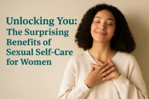 A confident woman practicing sexual self-care for women, symbolizing empowerment, self-love, and emotional wellness.