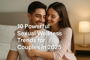 Couple exploring 2025 sexual wellness trends together in a cozy, intimate setting