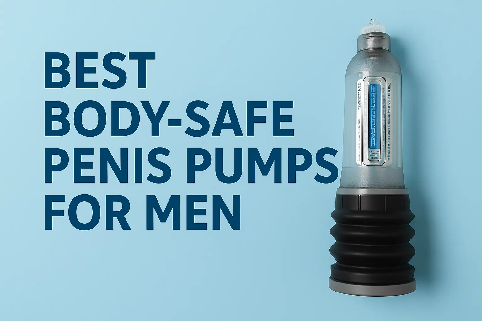 Feature image showing the best body-safe penis pumps for men, highlighting a Bathmate hydropump with safe, medical-grade design for improved erections.