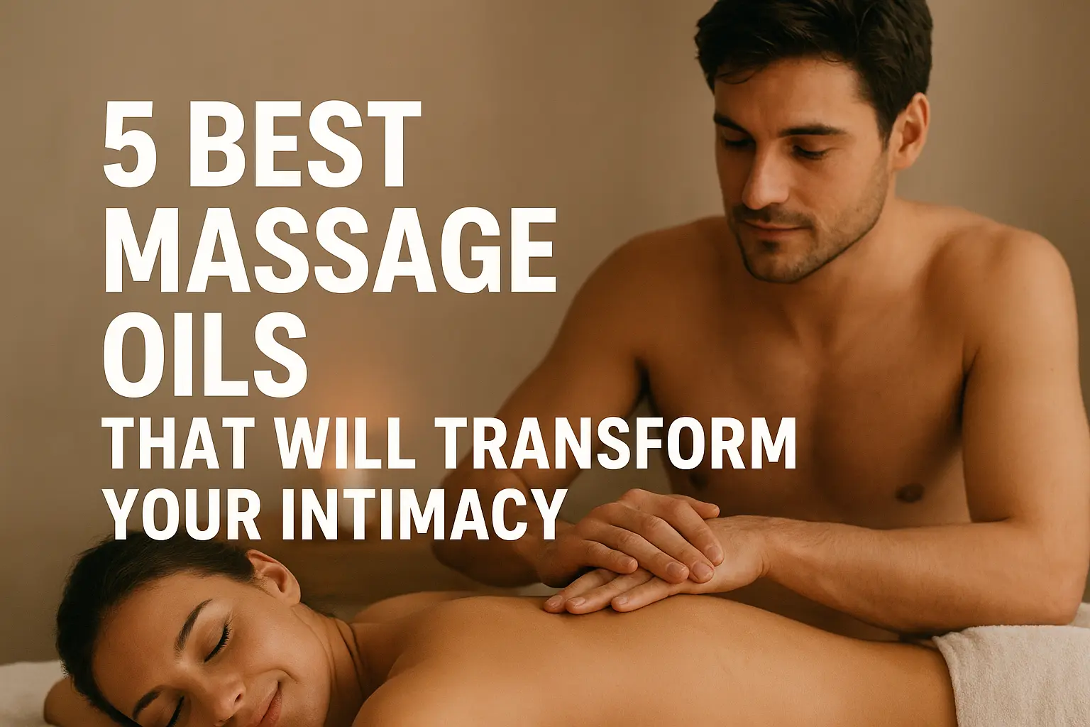 Romantic couple enjoying a sensual massage with the best massage oil for intimacy in a cozy, candlelit setting.