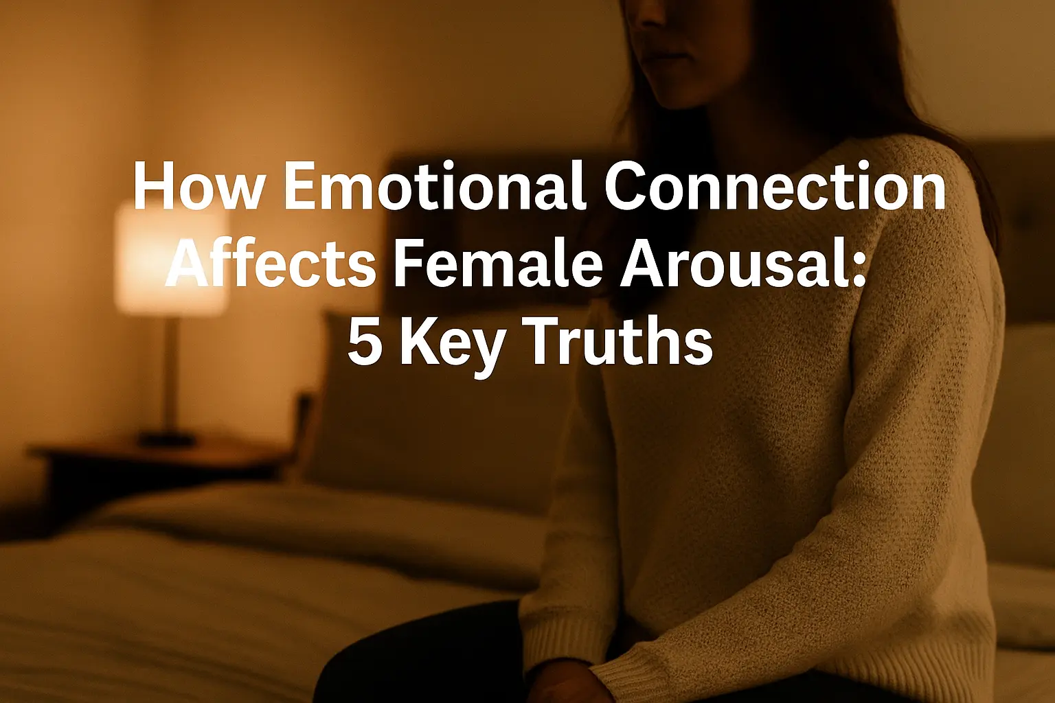 A thoughtful woman in soft lighting reflecting intimacy and emotional connection, symbolizing how emotional connection affects female arousal