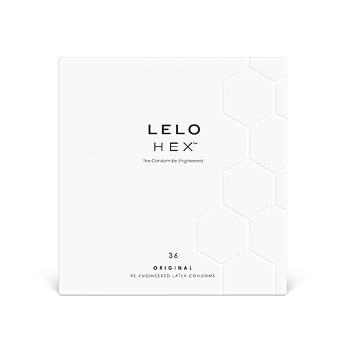 LELO HEX Condom white packet front view