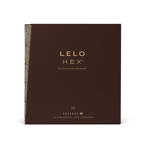 LELO HEX Respect Condom brown packet front view