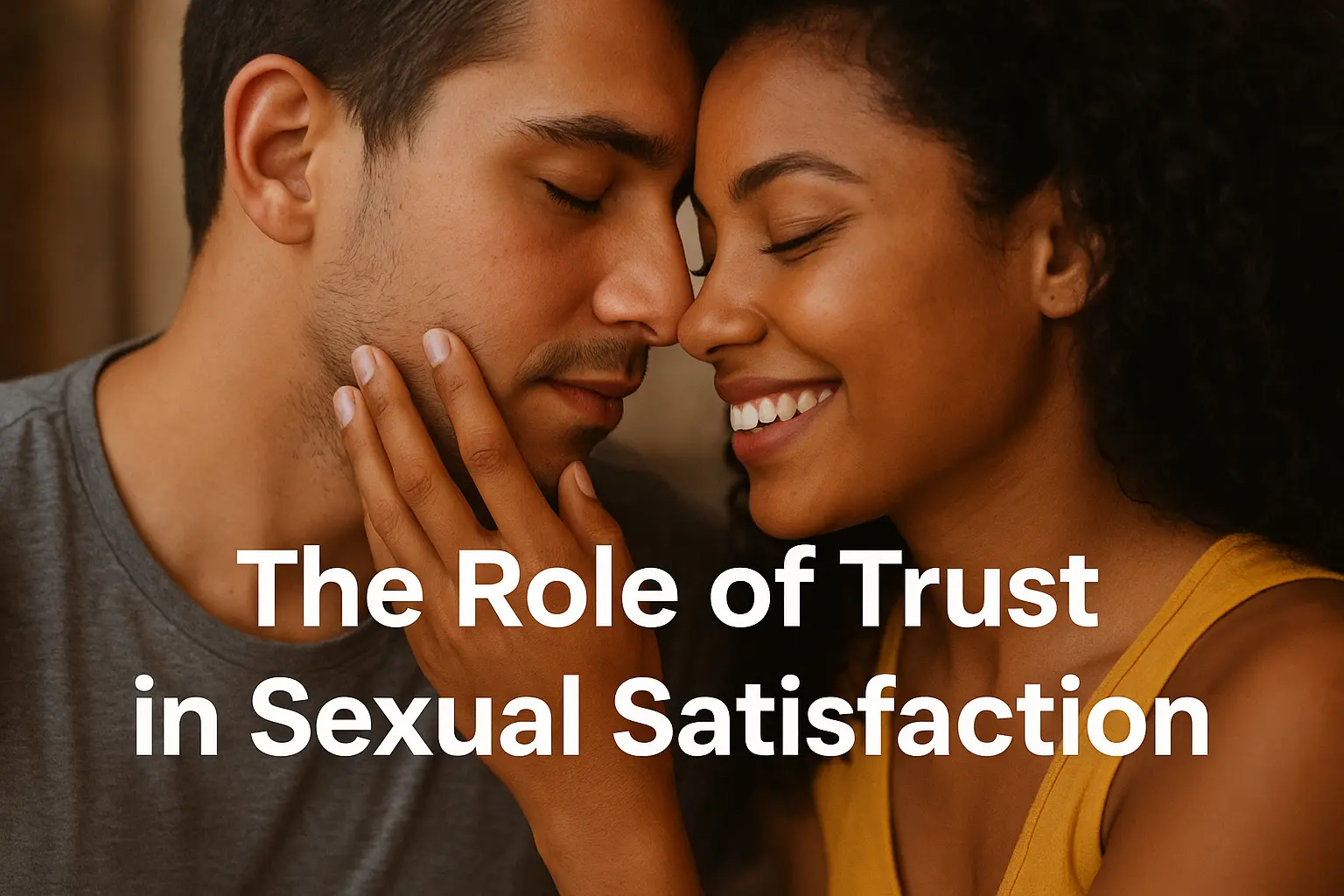 A loving couple sharing a tender moment, symbolizing the role of trust in sexual satisfaction and how emotional safety deepens intimacy.