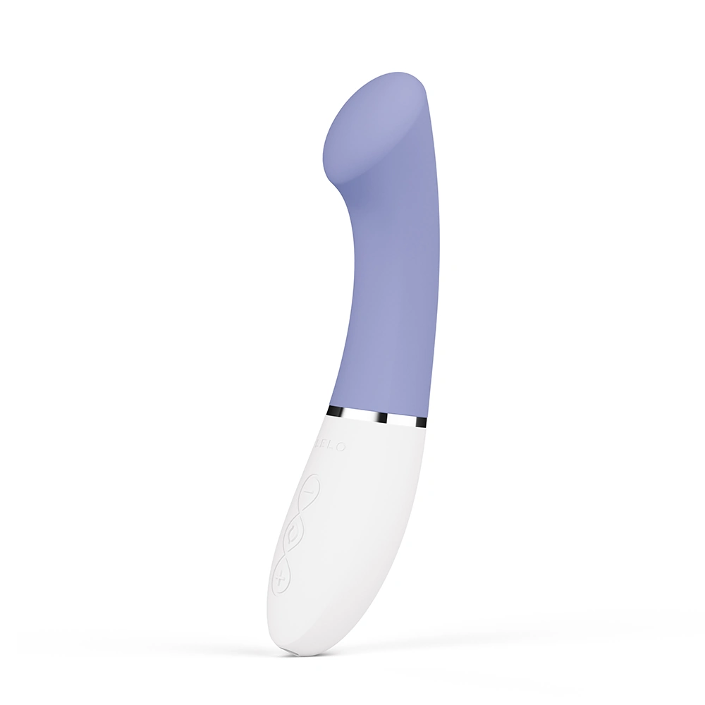 best body-safe silicone sex toy brands for women: Gigi 3 graphical image in sky blue and white color