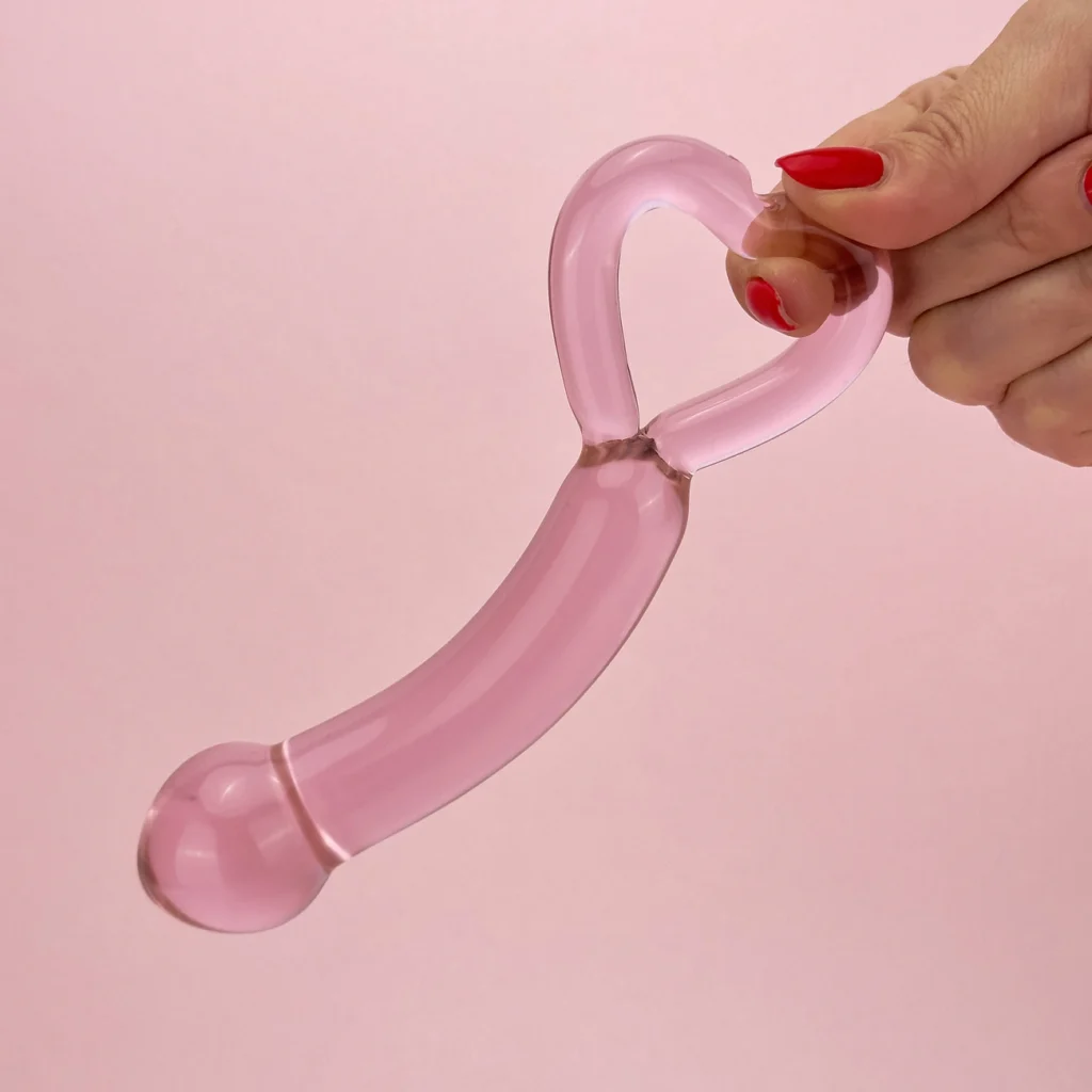 Image showing love journey pink color heart head glass dildo