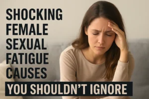 Woman experiencing emotional exhaustion related to female sexual fatigue causes such as stress, hormonal imbalance, and mental overload