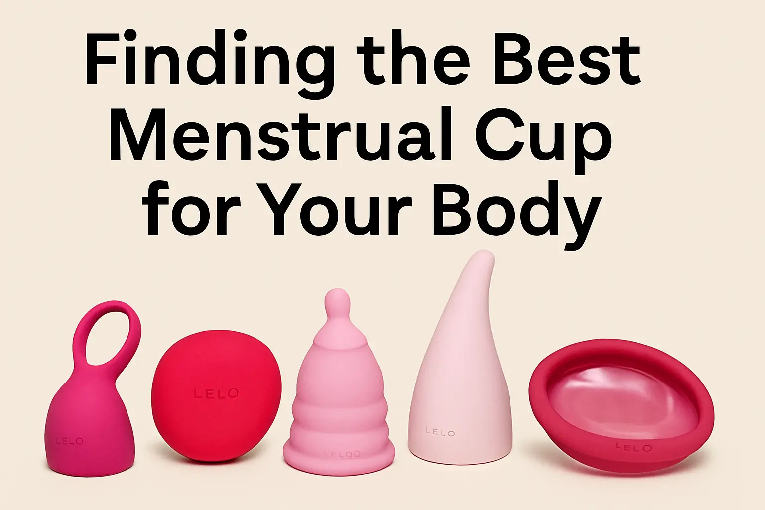 A stylish flat lay of LELO menstrual cups in soft pink and purple tones, showcasing the best menstrual cup options for comfort, leak protection, and eco-friendly period care.